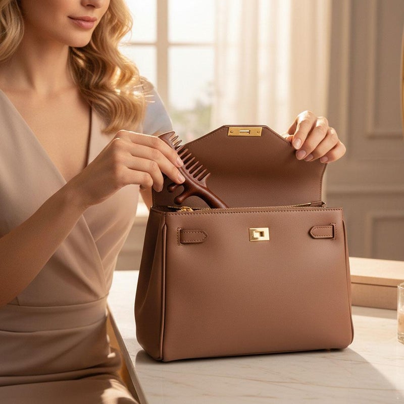 Wooden Scalp Massage Comb 2 in 1 - Wide & Fine Tooth Sandalwood Comb for Hair Growth, Gua Sha, Stress Relief & Styling, Natural Hair Scalp Massager Tool - Image 4